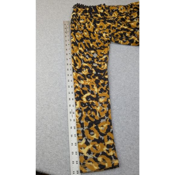 Magaschoni Womens Cashmere Sweater Cardigan L Animal Print Beaded Collar Mobwife - Picture 10 of 16
